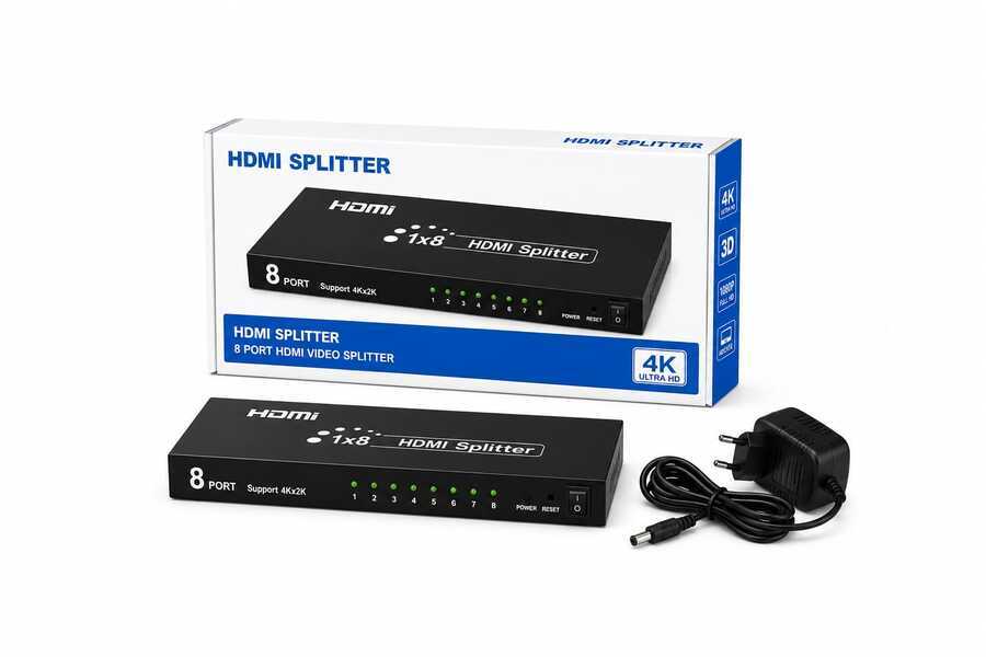 موزع فيديو HDMI من طراز SM4K108 ذو 8 منافذ