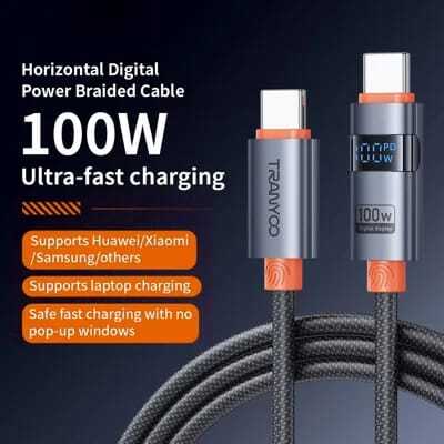 كابل Tranyoo CC-6 بشاشة رقمية 100W