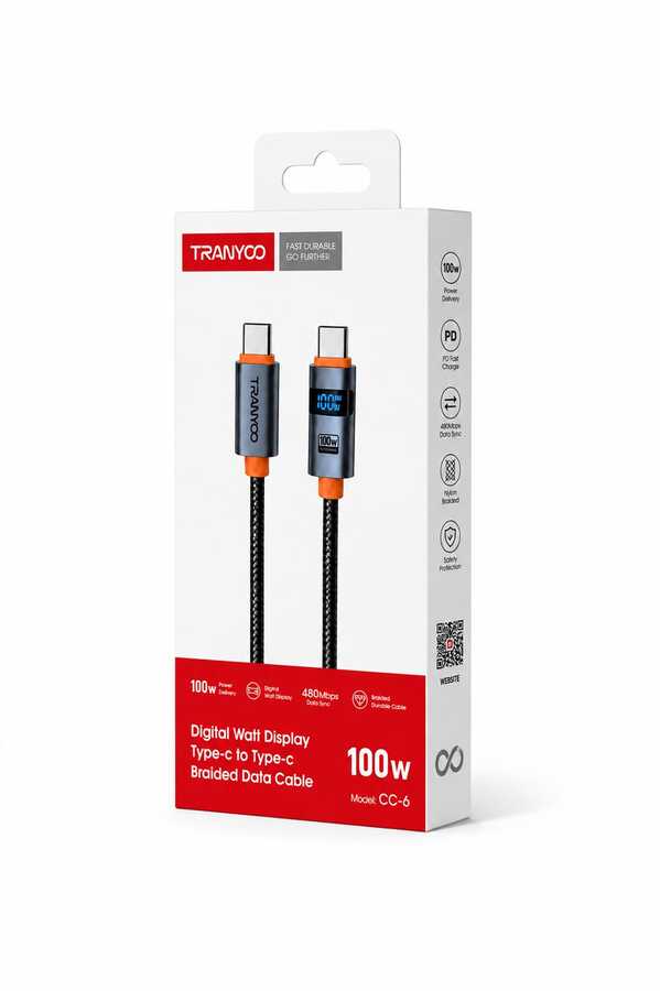 كابل Tranyoo CC-6 بشاشة رقمية 100W