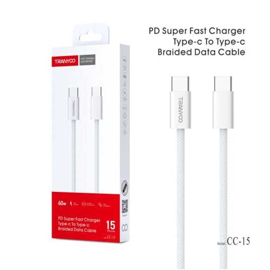 كابل Tranyoo Type-C إلى (Type-C 60W (CC-15