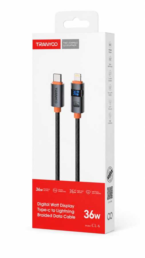 كابل Tranyoo Type-C إلى Lightning مع شاشة رقمية 36W C-L6
