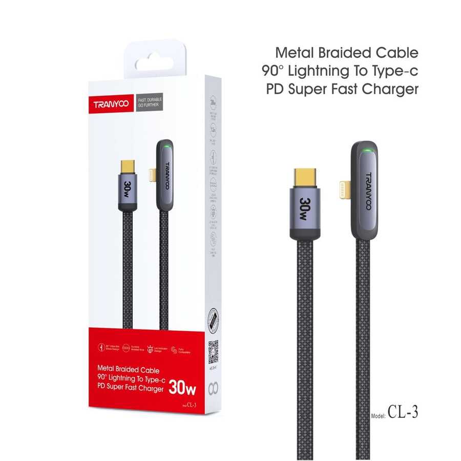 كابل Tranyoo CL-3 Lightning to Type-C (30W)